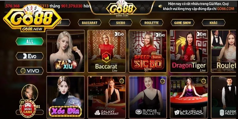 Live Casino Go88 - Sòng bài đỉnh cao, chất lượng nhất 2024 2 Live Casino tại Go88 mang đến vô vàn siêu phẩm không thể bỏ qua