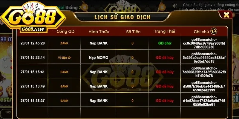 Nạp tiền Go88 - 1 phút có ngay vốn chơi game tiện lợi 4 Trước khi giao dịch bạn cần phải hoàn tất xác minh danh tính