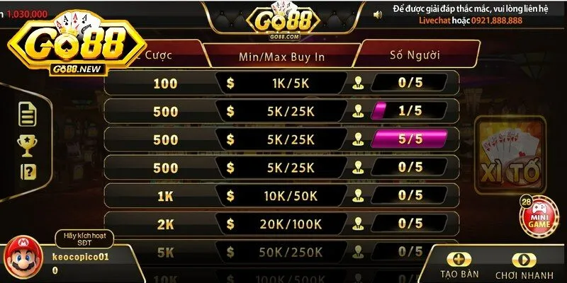 Bí quyết chơi Xì tố Go88 dễ dàng dành cho các newbie 1 Xì Tố Go88 mang đến một thiết kế đồ họa ấn tượng và âm thanh sống động